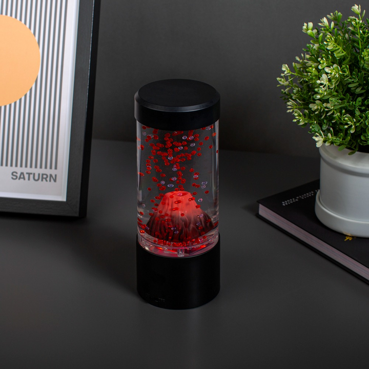 RED5 Round Volcano Lamp with swirling red beads