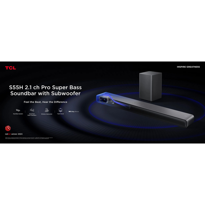 TCL S55H 2.1ch Pro Super Bass Soundbar