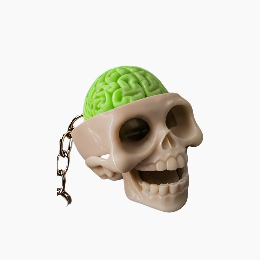 Skull &amp; Brain Keychain