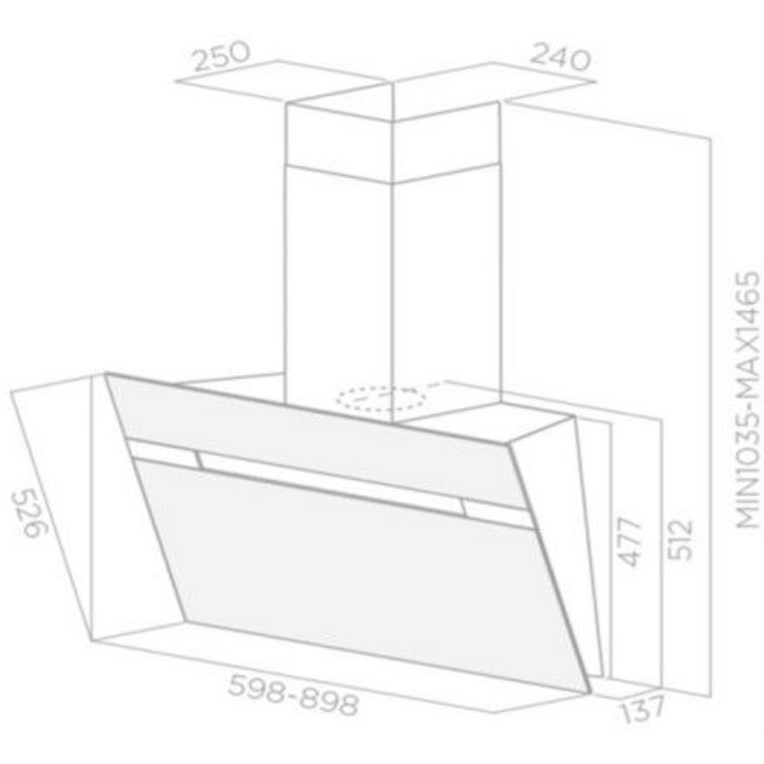 Turbo Air Thunder 90cm Wall-Mounted Hood White