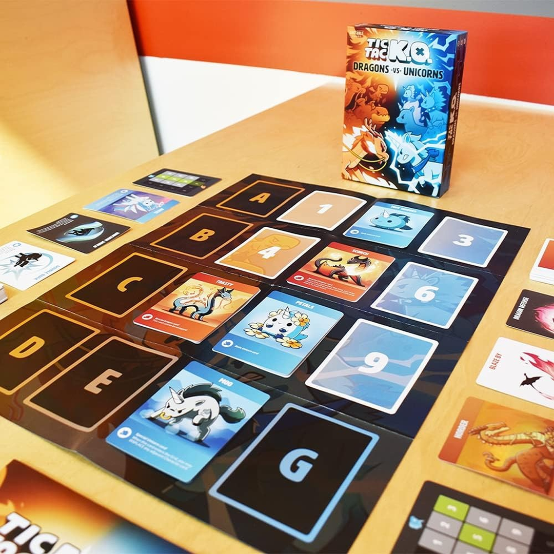 TIC TAC Ko Dragons vs Unicorns 2-player fantasy strategy board game
