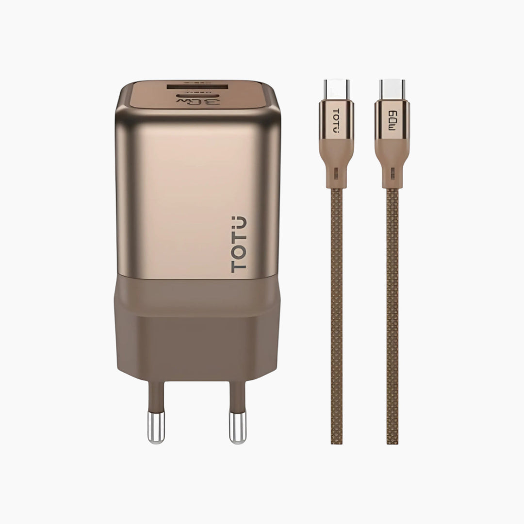 TOTU 30W GaN fast charging kit with dual USB-A and USB-C ports