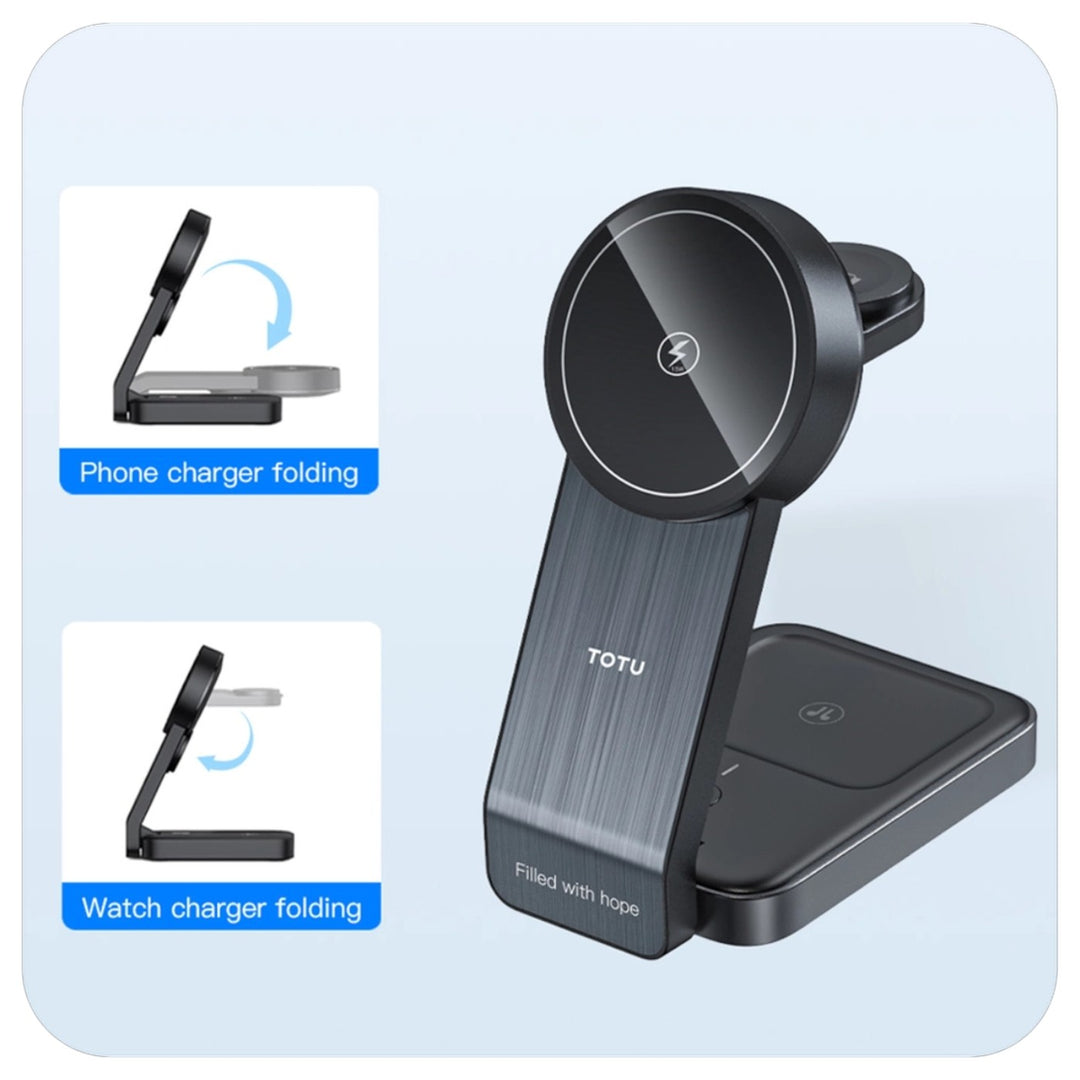 Totu CW-1-W 3-in-1 magnetic wireless charger with aluminum alloy construction