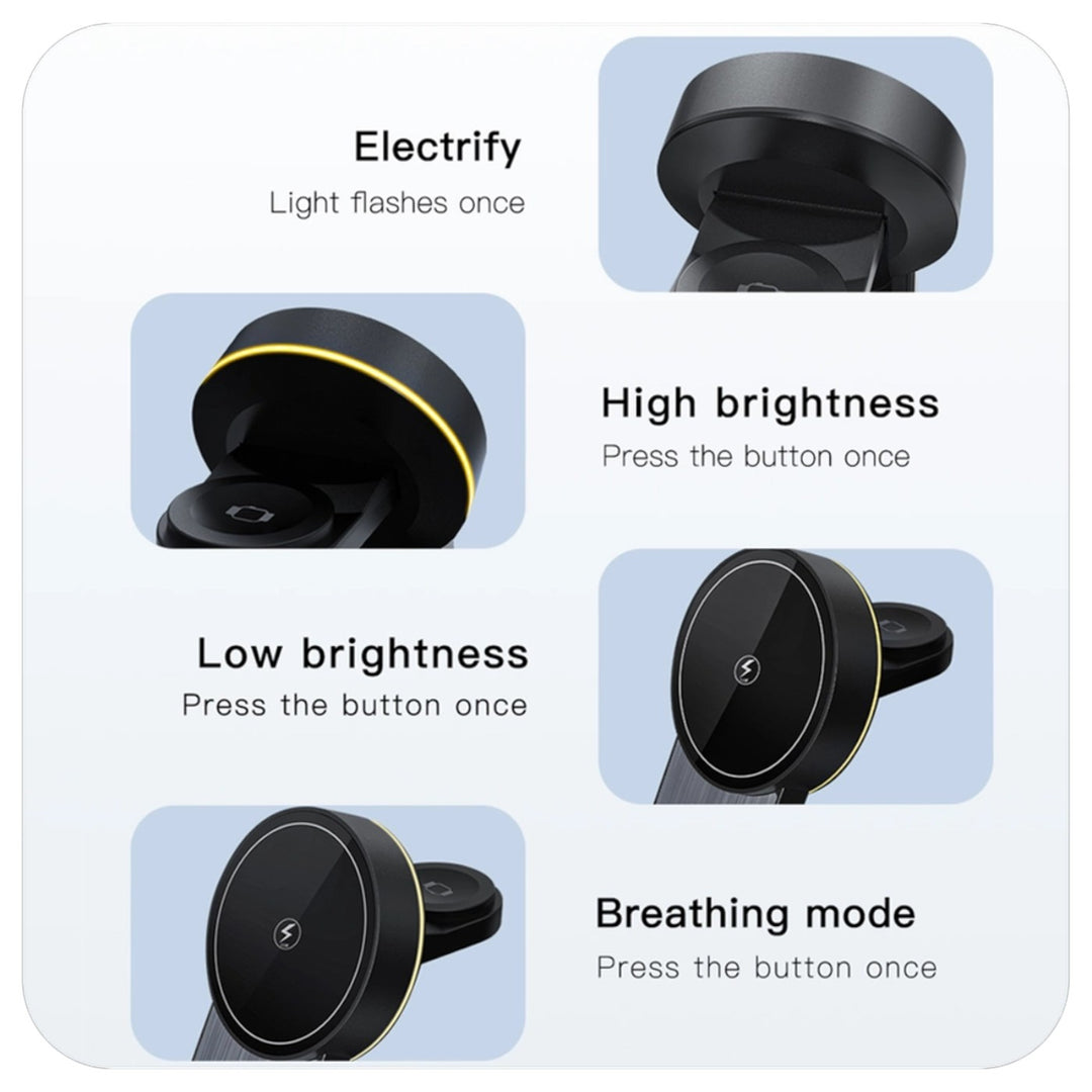 Totu CW-1-W 3-in-1 magnetic wireless charger with aluminum alloy construction