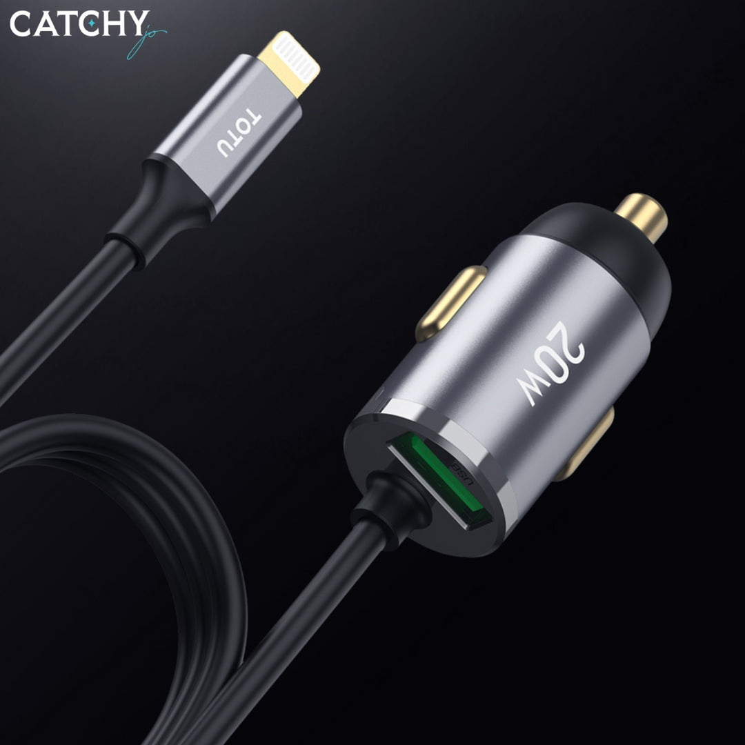 TOTU DCCPD-012 Series fast car charger with built-in Lightning cable