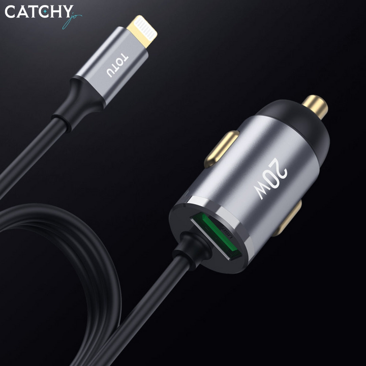 TOTU DCCPD-012 Series fast car charger with built-in Lightning cable