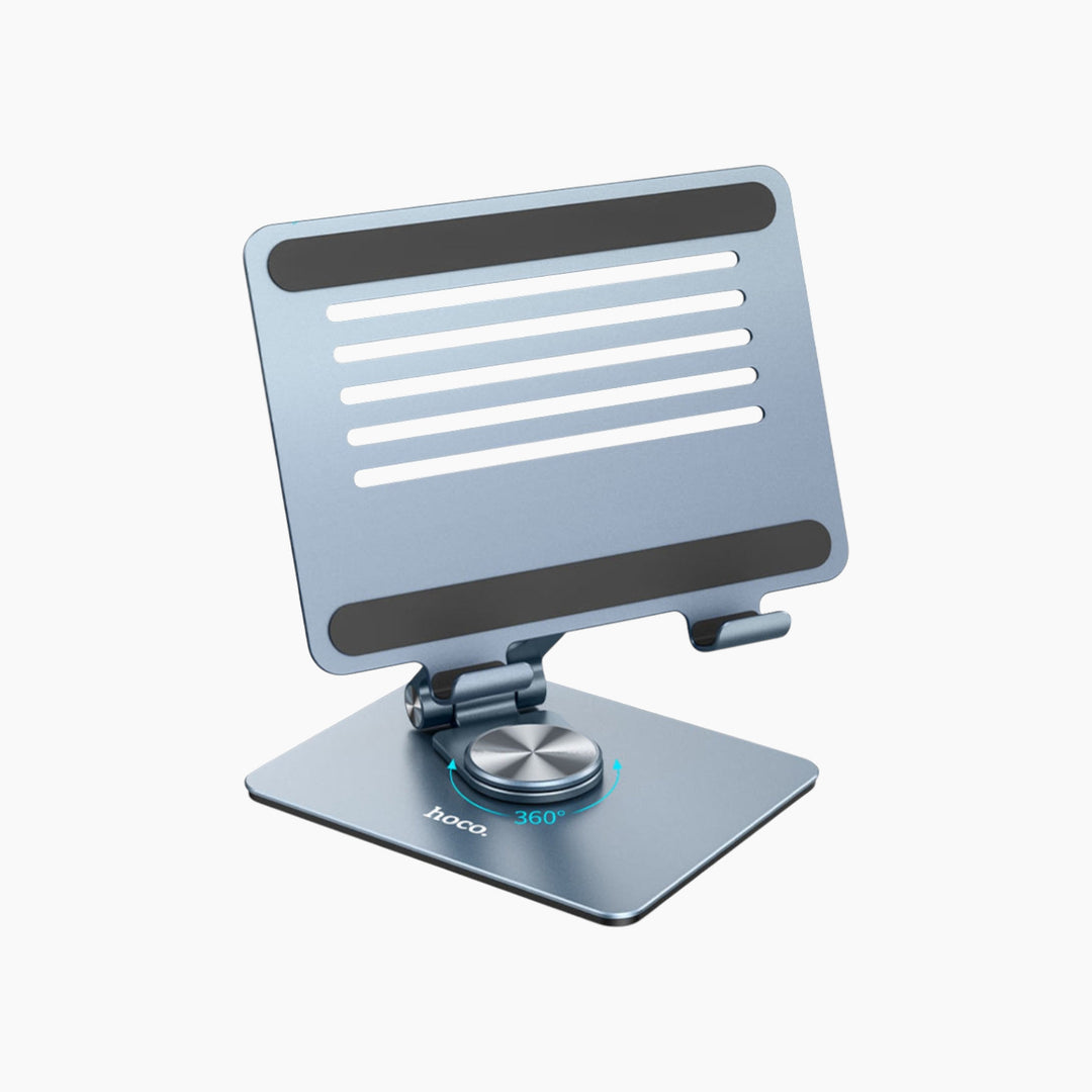 Rotating desktop stand for tablets and laptops