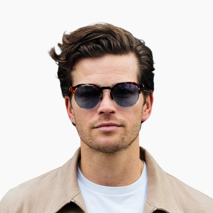 Taylor Morris Knight 32102-C3 sunglasses with acetate brow and rimless bottom