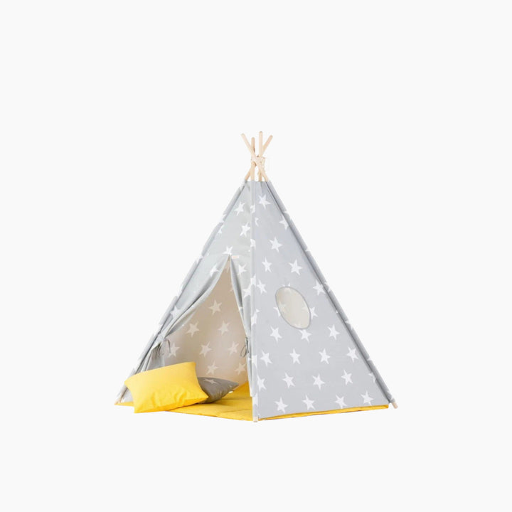 Wigiwama Teepee Big Stars play tent with yellow mat