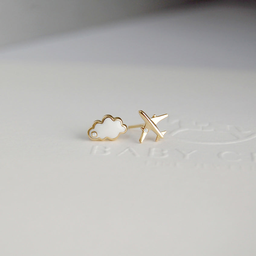 Baby Chic Fine Jewelry Cloud &amp; Plane Earrings - HUNA