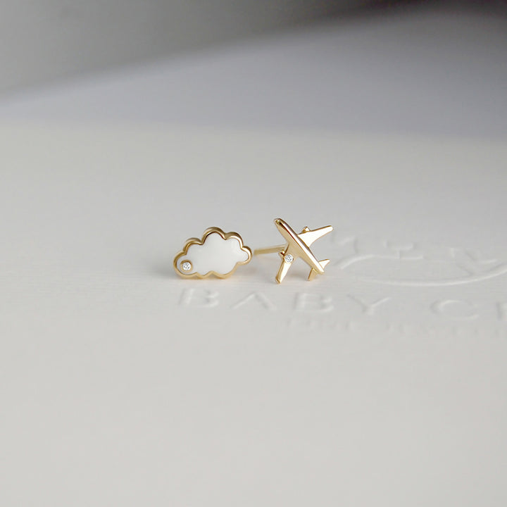 Baby Chic Fine Jewelry Cloud &amp; Plane Earrings - HUNA