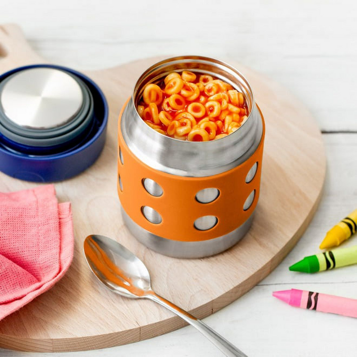 Lunchbots 8 oz orange and navy thermal container