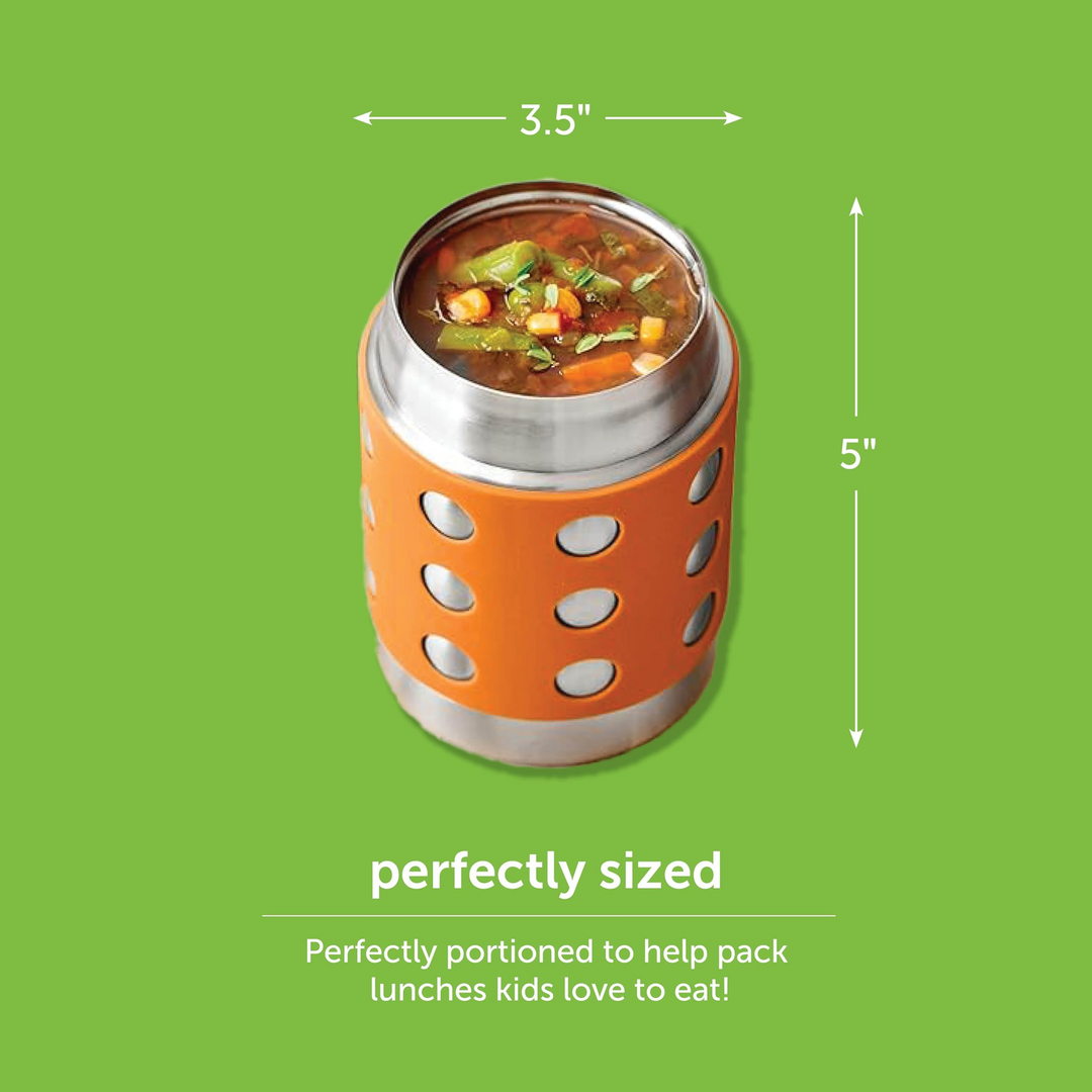 Lunchbots 8 oz orange and navy thermal food container