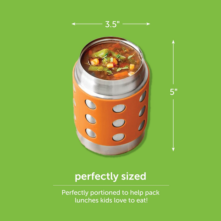 Lunchbots 8 oz orange and navy thermal food container