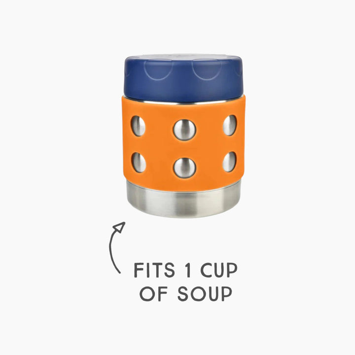 Lunchbots 8 oz orange and navy thermal container