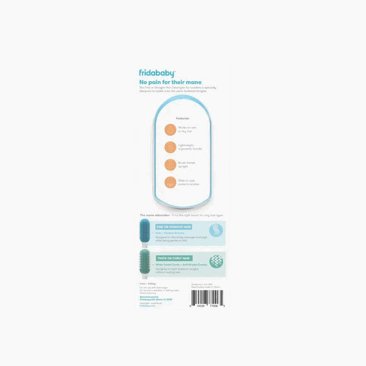 FridaBaby Thick Or Curly Hair Detangler comb with wide-tooth comb and bristles
