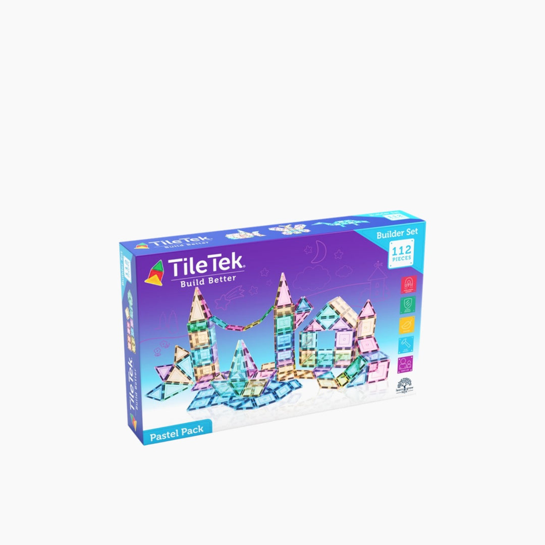 Tiletek Magnetic Tiles 112 Pcs Pastel Builders Set