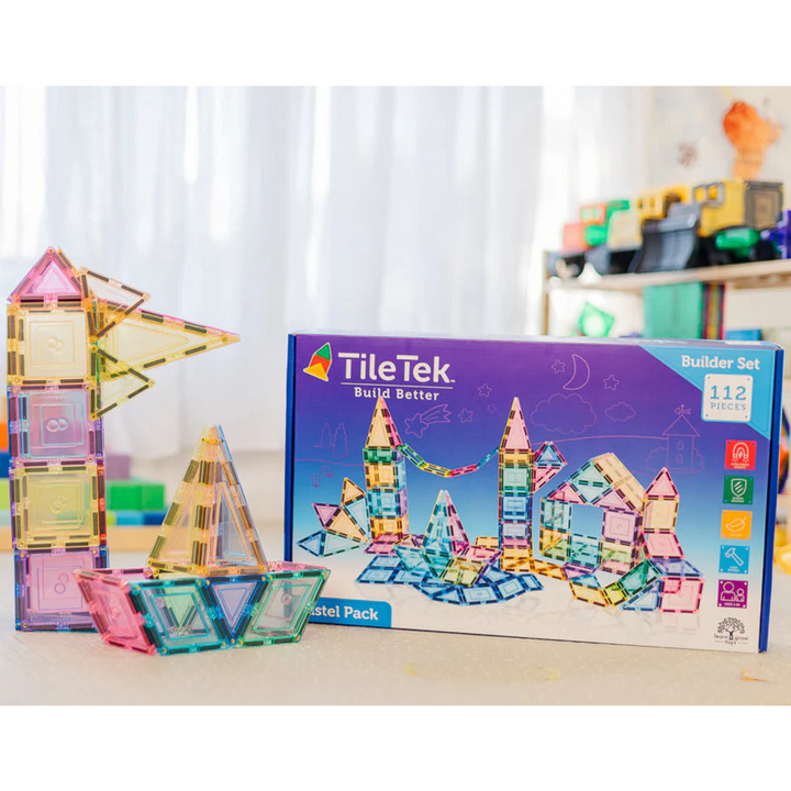 Tiletek Magnetic Tiles 112 Pcs Pastel Builders Set