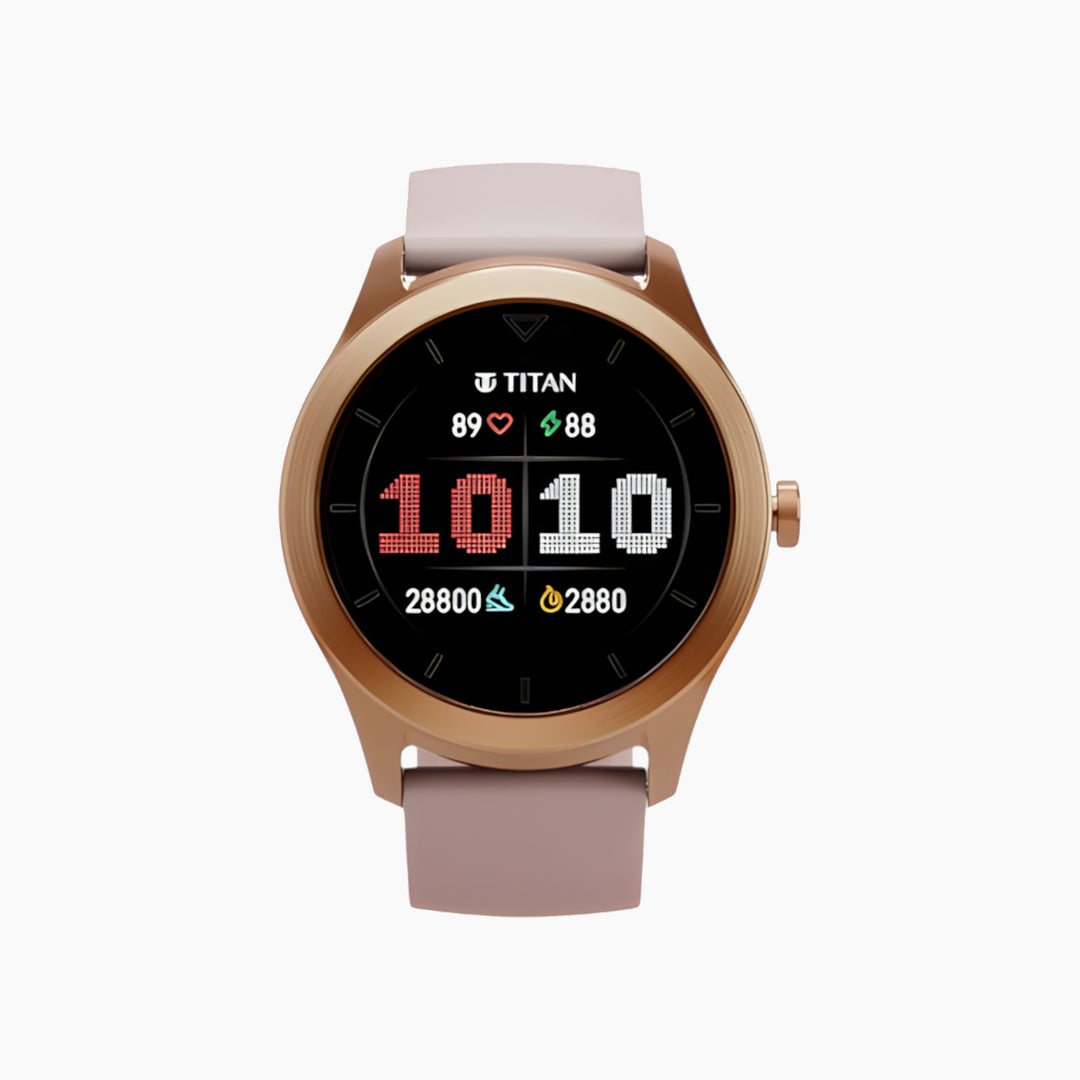 Unisex pink dial smart watch with silicone strap