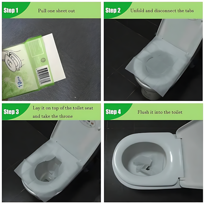 Travel Kit Pocket Shattaf &amp; 10 Toilet Seat Paper Pack