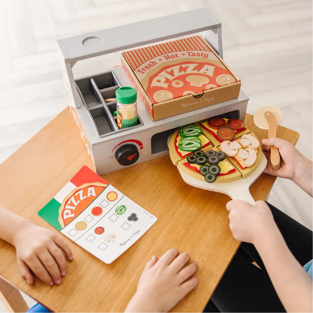 Melissa &amp; Doug Top &amp; Bake Pizza Counter - Wooden Play Food
