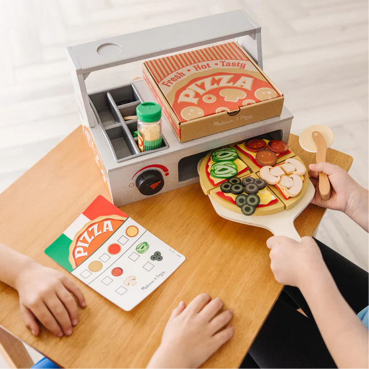 Melissa &amp; Doug Top &amp; Bake Pizza Counter - Wooden Play Food