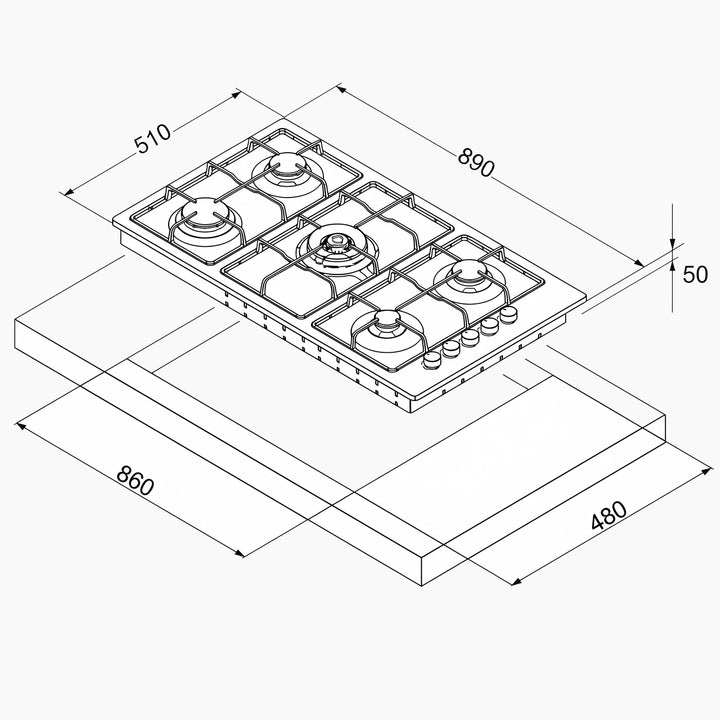 MONDIN Torino Gas Hob 90cm