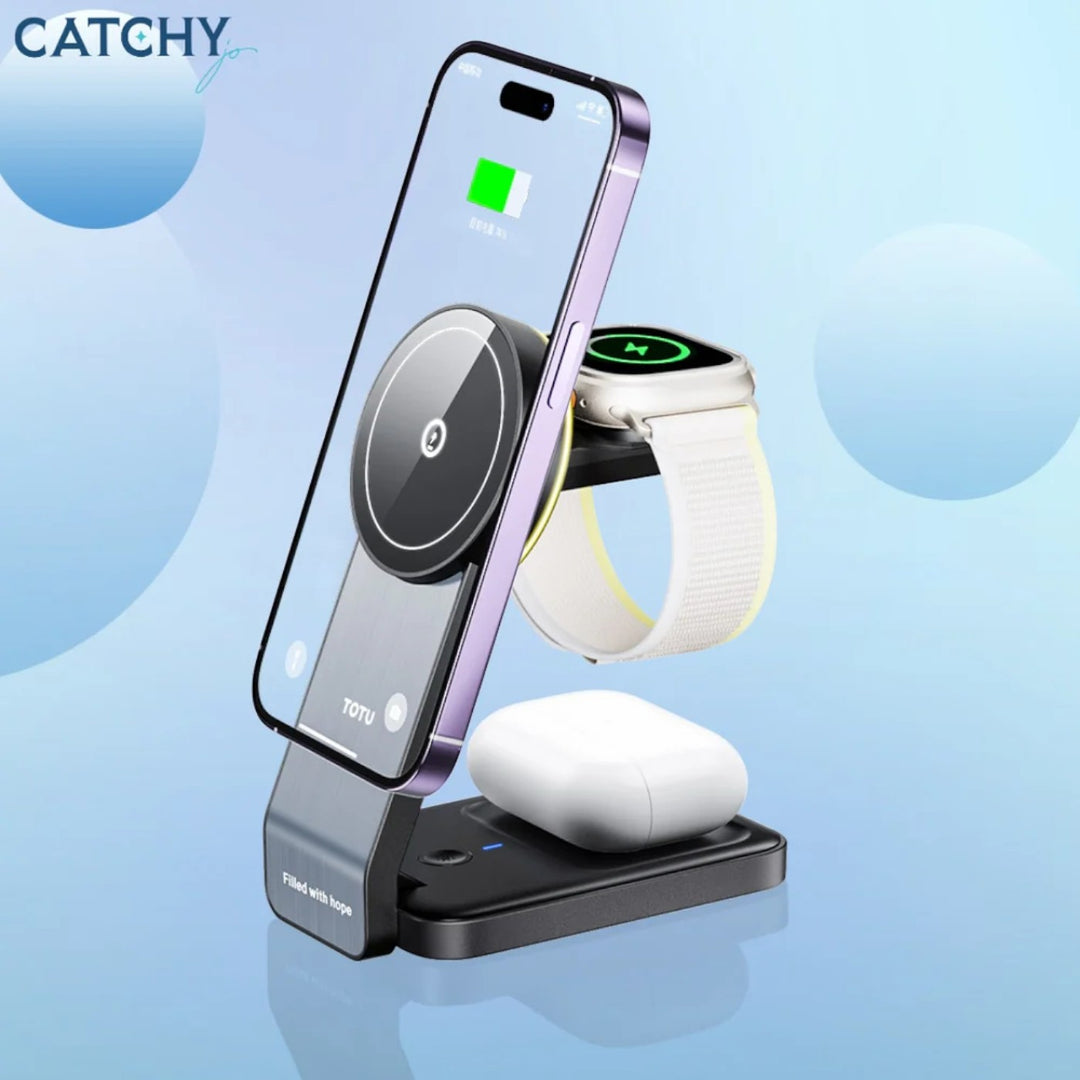 Totu CW-1-W 3-in-1 magnetic wireless charger with aluminum alloy construction