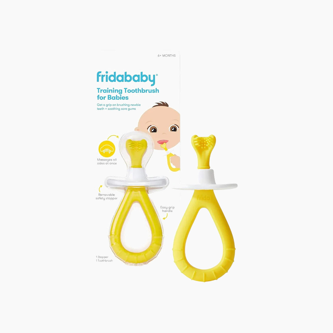 FridaBaby training toothbrush with triple-angle brush head and loop handle