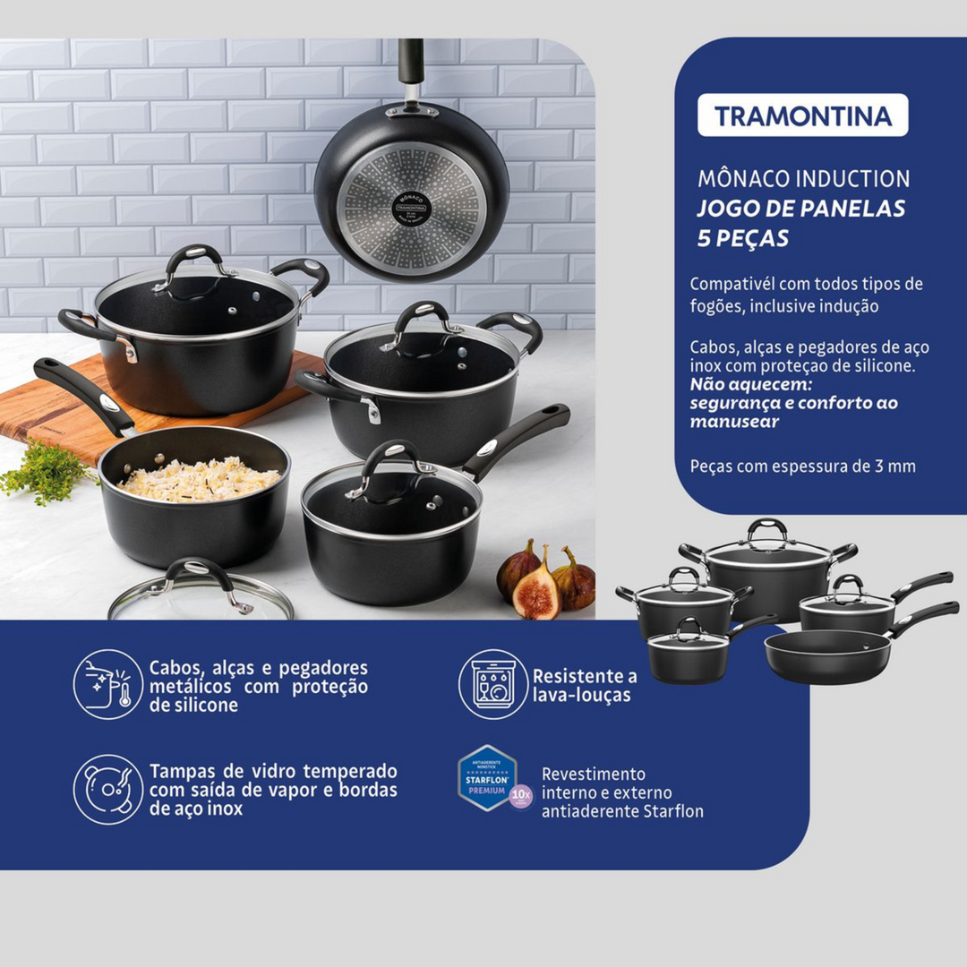 Tramontina Mônaco 9-Piece Induction Cookware Set