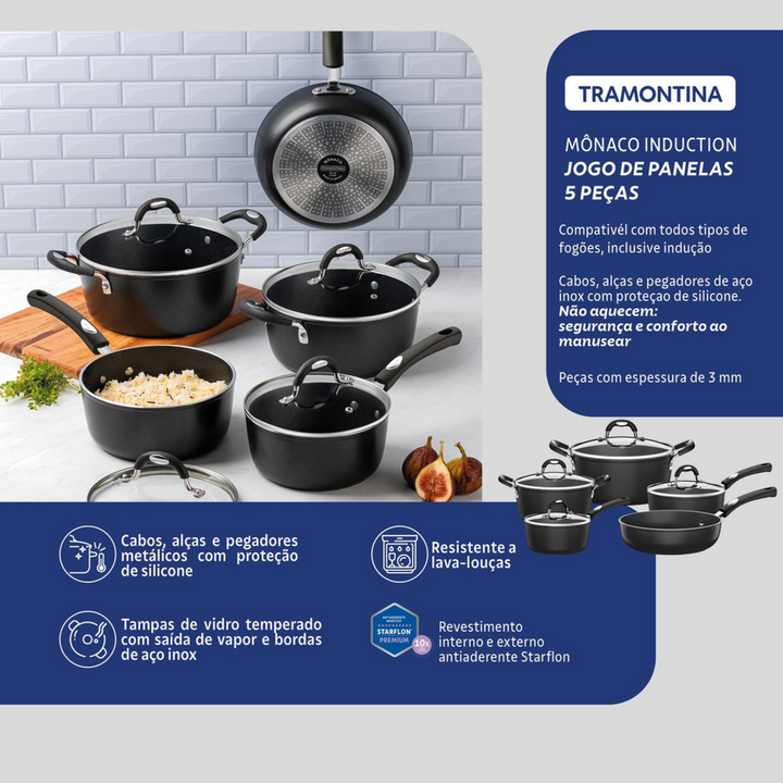 Tramontina Mônaco 9-Piece Induction Cookware Set