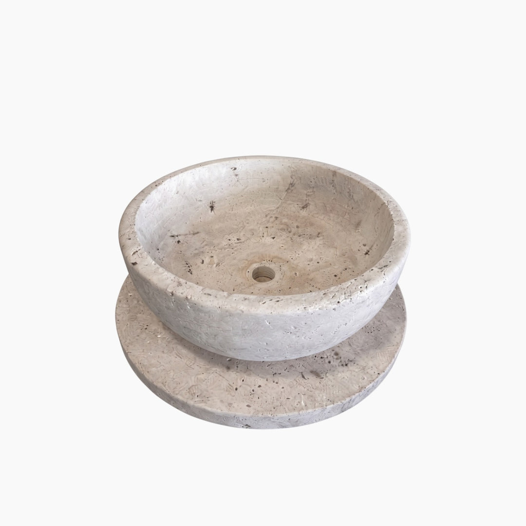 Round Travertine Vessel Sink