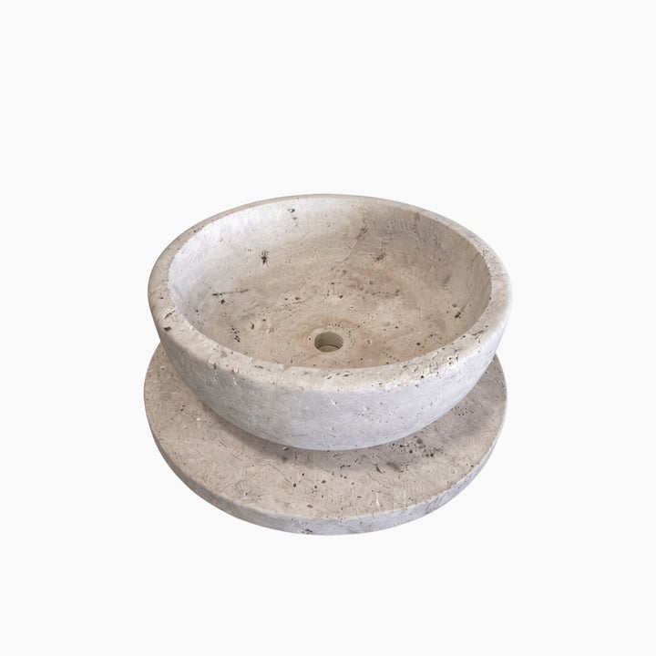 Round Travertine Vessel Sink