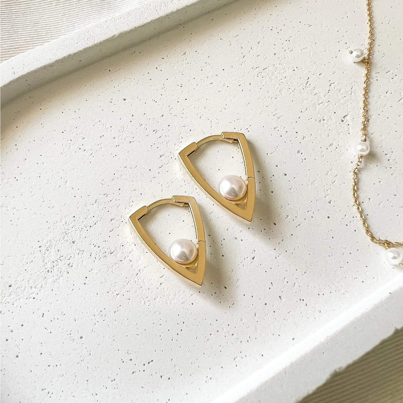Joy Jewels Triangle Pearl Hoops Earrings Joy Jewels Triangle Pearl Hoops Earrings