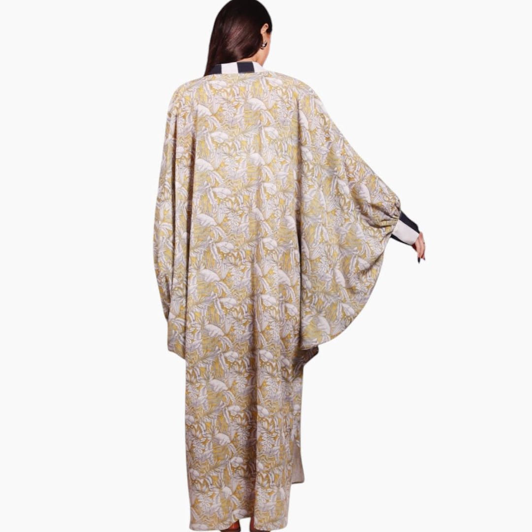 Tropical Yellow Balloon Sleeve Dress