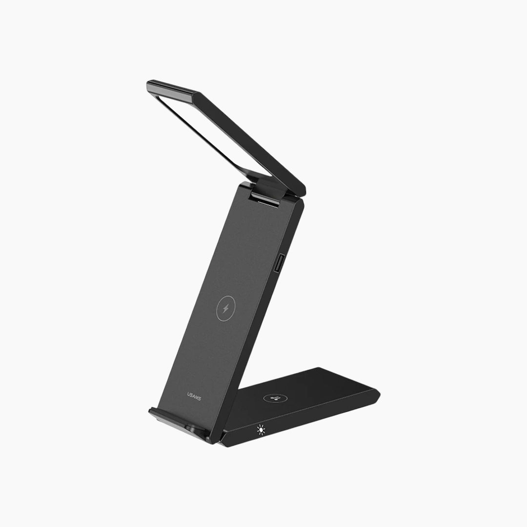 USAMS CD181 folding wireless charging stand with table lamp