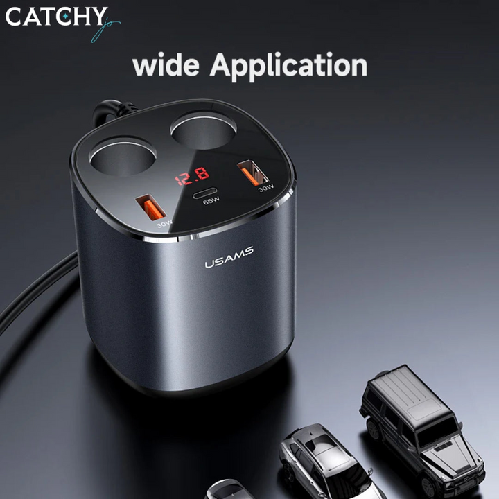USAMS US-CC151 3 Digital Display Fast Car Charger (245W)