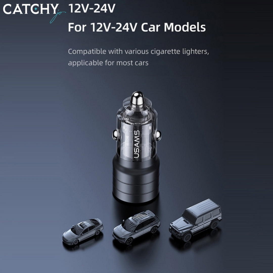 USAMS US-CC176 Aluminum Alloy Transparent A+C Mini Car Charger (95W)