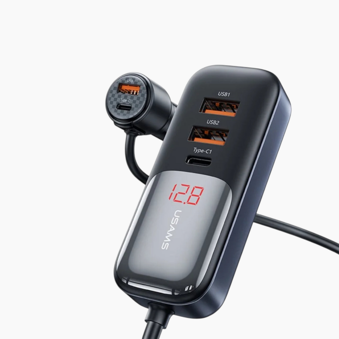USAMS US-CC213 5 Ports Digital Display Fast Car Charger With Data Cable (165W)