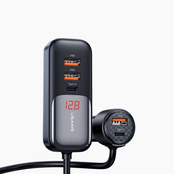 USAMS US-CC213 5 Ports Digital Display Fast Car Charger With Data Cable (165W)