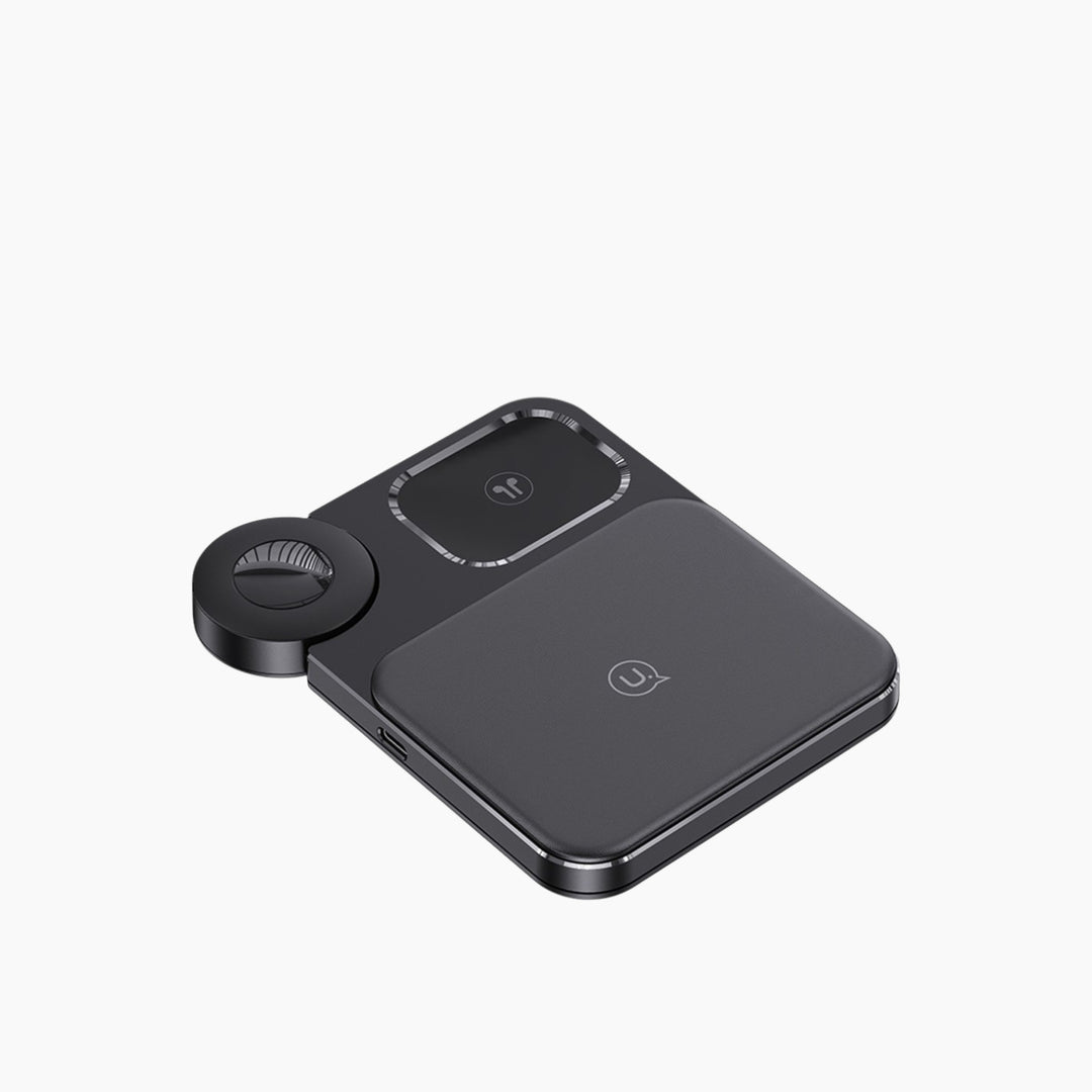 Usams US-CD190 3-in-1 desktop wireless charger made of ABS+skinning