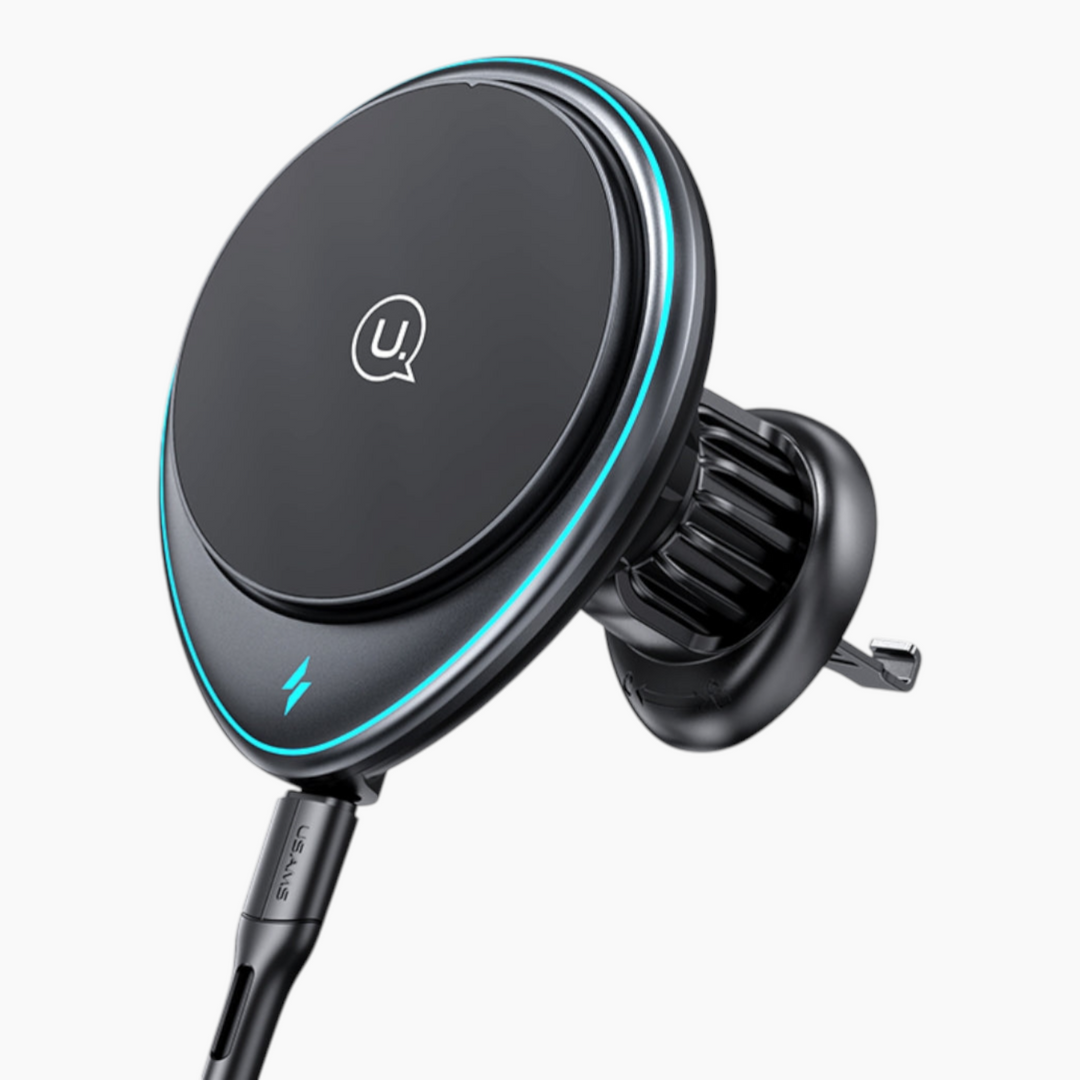 USAMS 15W wireless charging car phone holder with clip-style installation