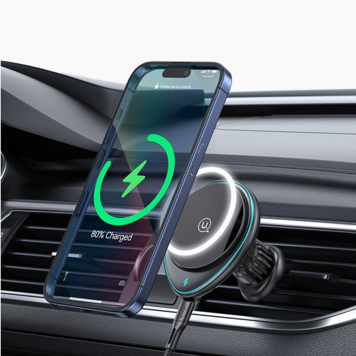 USAMS 15W wireless charging car phone holder with clip-style installation