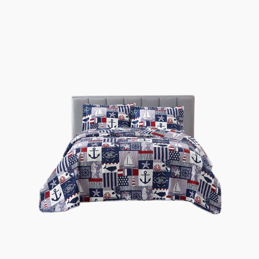 Nova Home Aganta Printed Bedspread Blue Set