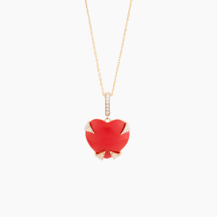 Noura B Jewelry Red Coral Heart Necklace
