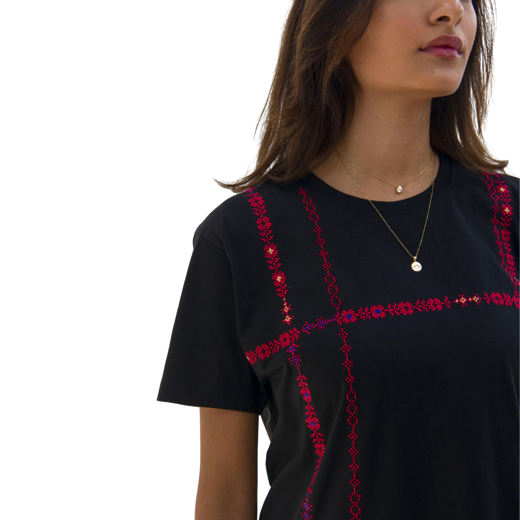Ramz Embroidery Corset Flowers Ramallah Embroidered T-Shirt
