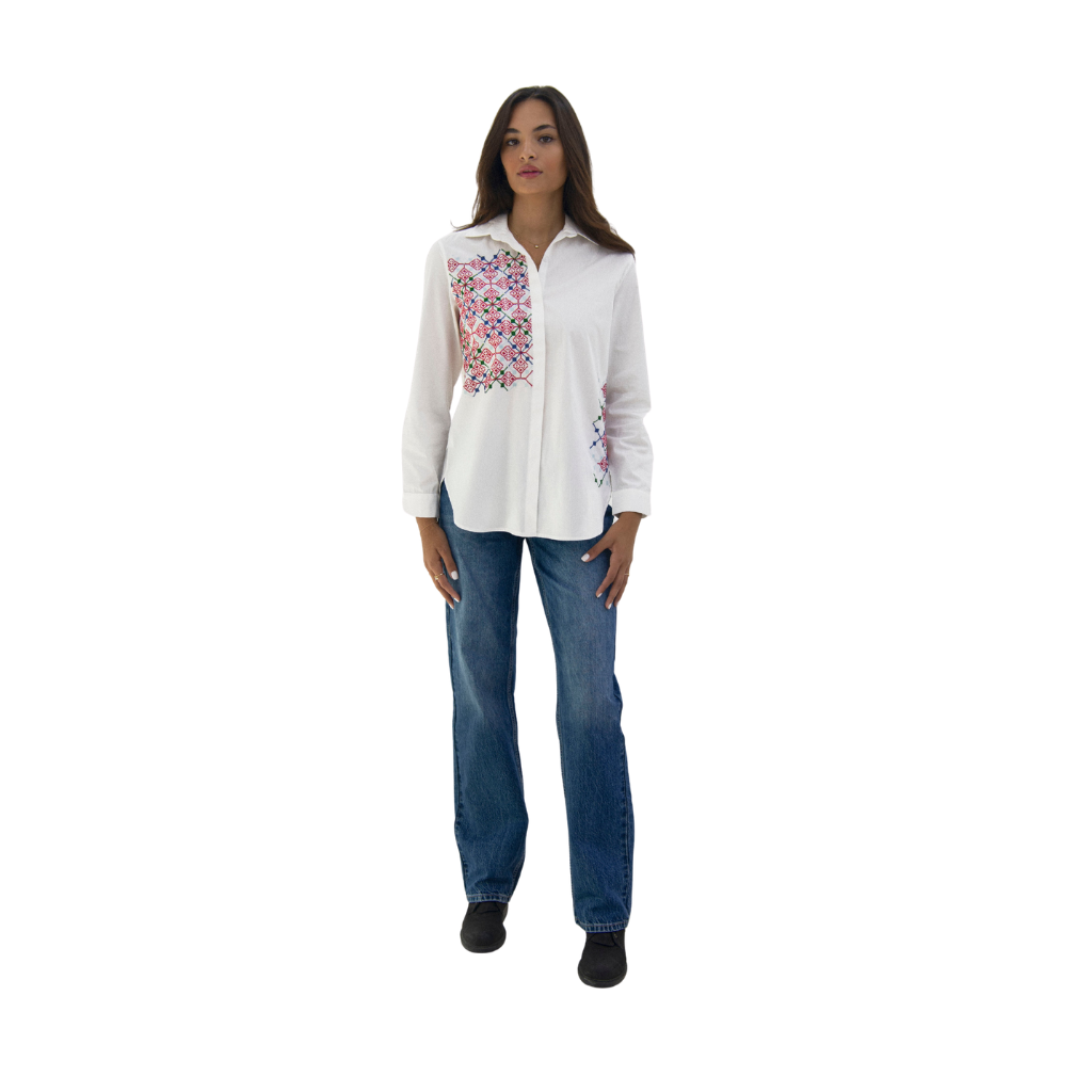 Ramz Embroidery Pomegranate Flowers Gaza Embroidered Shirt