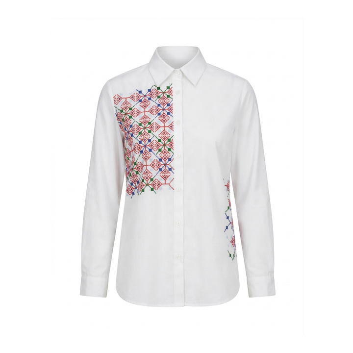 Ramz Embroidery Pomegranate Flowers Gaza Embroidered Shirt