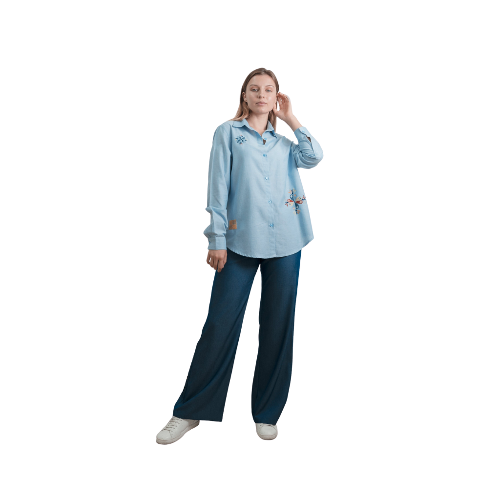 Ramz Embroidery Patches Blue Ramallah Gaza Jaffa Embroidered Shirt