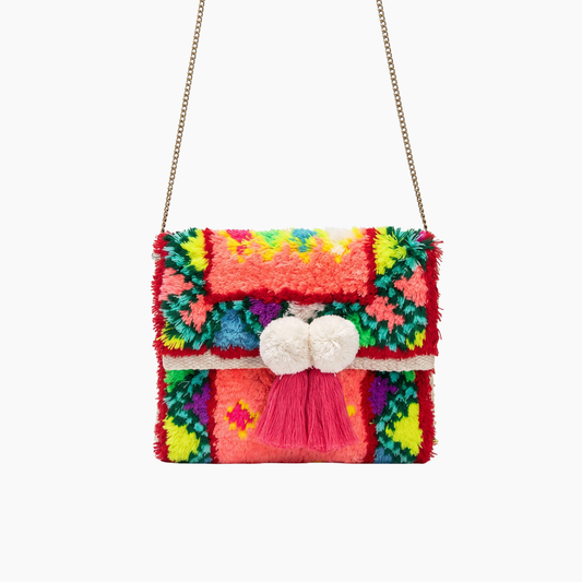 Brazilian Handmade Colorful Crossbody Bag with Chain Strap